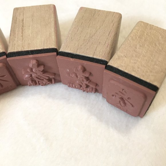 Vintage 90s Wooden Chinese Rubber Stamps + Inkpad + Box - Picture 8 of 15